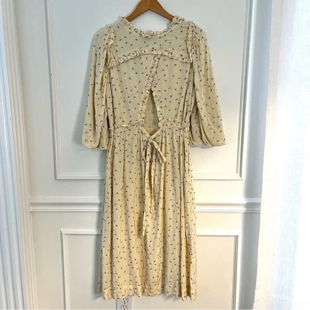 Munthe Curtis Open Back Embroidered Floral Midi Dress, Size 6 (EU 36) - Picture 13 of 15